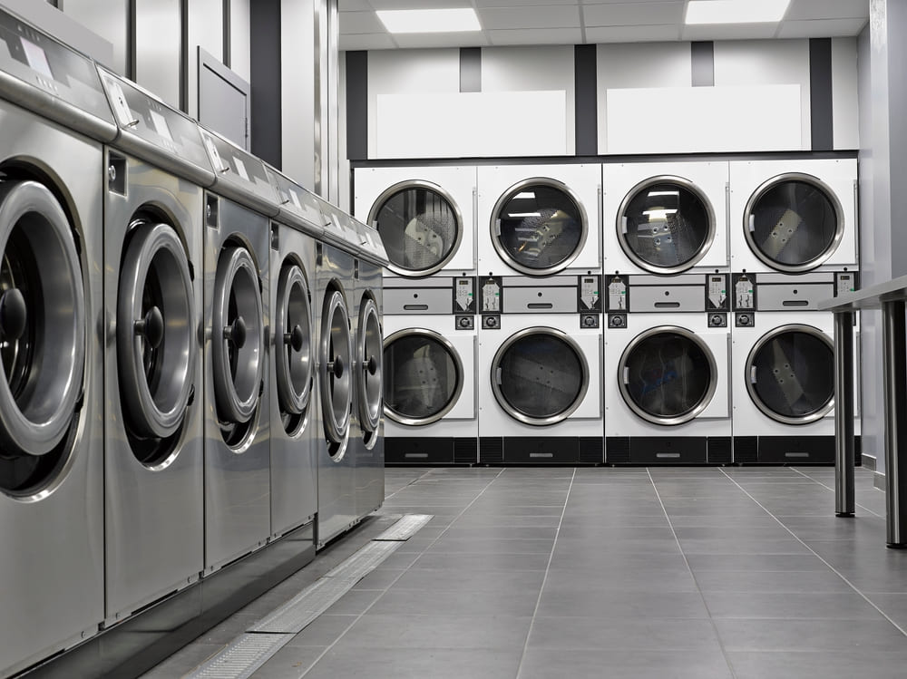 Washing machines rows of industrial washing machines